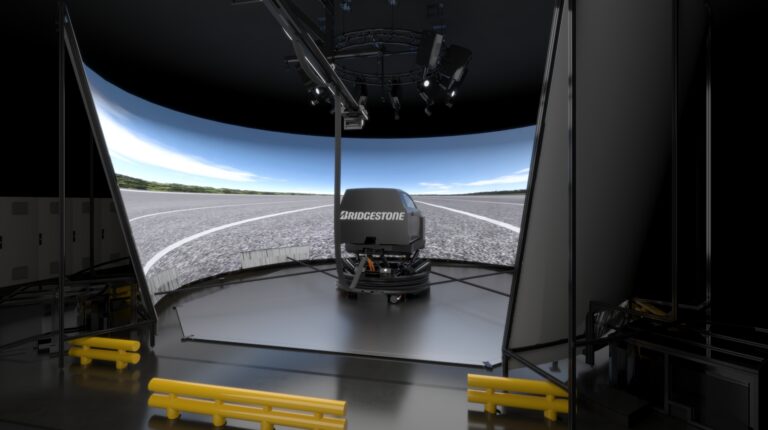 Bridgestone advances virtual tire development with its driving simulator Bridgestone advances virtual tire development with its driving simulator.