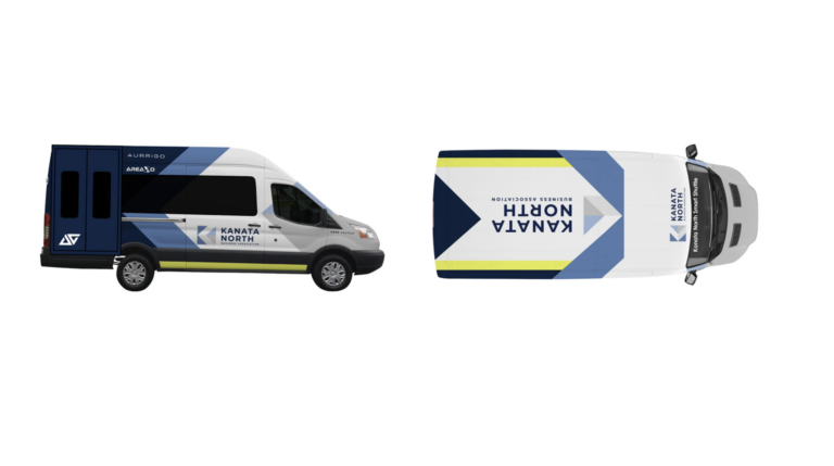 All-season medium-speed autonomous shuttle from Aurrigo launches on Canadian public roads Aurrigo's nine-seater passenger Auto-Shuttle viewed in profile and from the top against a white background