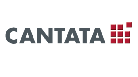 The QA Systems Cantata logo in dark writing with a red block logo on the right hand side, against a white background