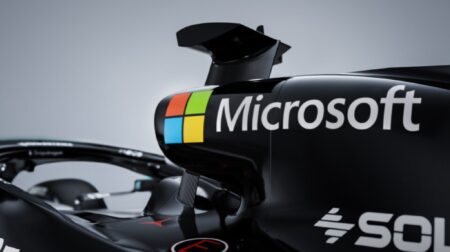 Mercedes-AMG Petronas F1 to use Microsoft cloud and enterprise AI technologies to enhance racing performance Microsoft Logo on Mercedes-AMG Petronas Formula 1 Car