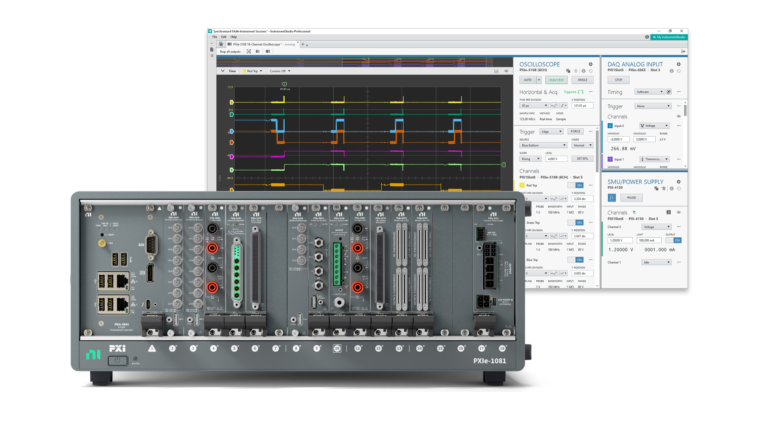 Emerson expands NI PXI platform with lower-cost, high-performance test hardware PXI-based test system featuring new NI PXIe-1081 chassis, NI PXIe-8842 embedded controller, and NI PXIe-5108 Oscilloscope for software-driven mixed-signal measurements with InstrumentStudio.