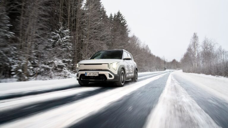 The Kia EV2 prototype undergoes extreme cold tests in Norway.